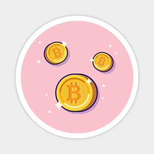 Gold Bitcoin Cartoon Vector Icon Illustration Magnet